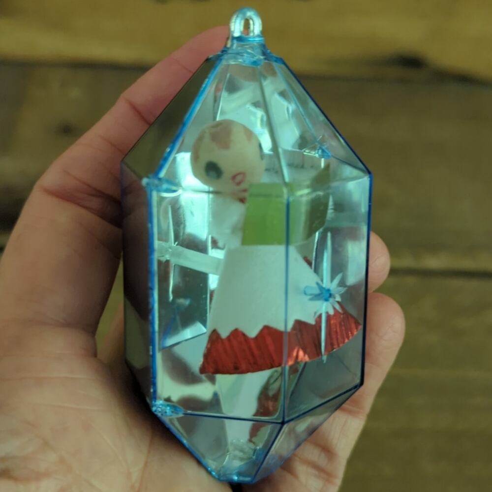 Vintage 1950s JewelBrite Choir Boy Christmas Reflector Diorama Ornament Kitschy